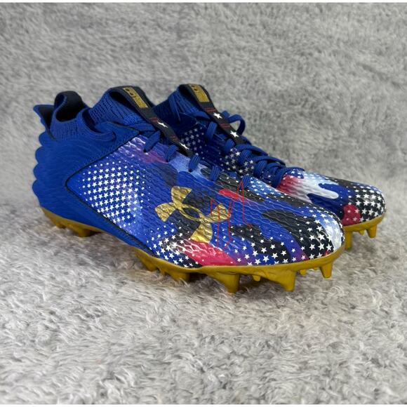 Under Armour Spotlight Lux MC 2.0 Football Cleats Men's 8 Blue Gold Red - Picture 2 of 7